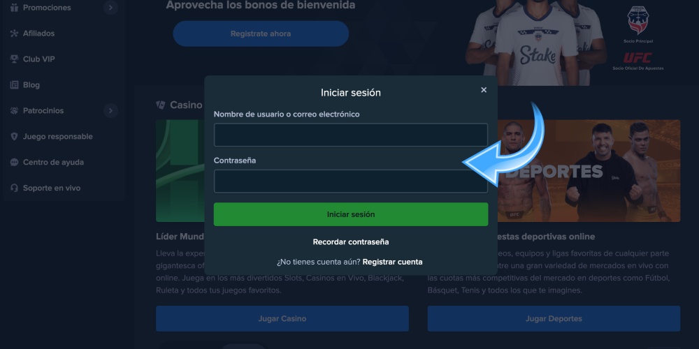 introducir datos de la cuenta